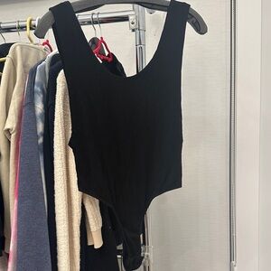 Black Ribbed Bodysuit